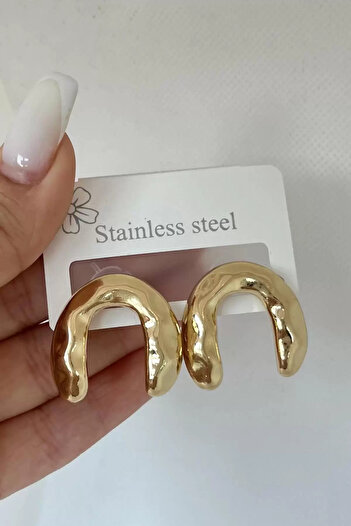 Mutenaura Nal Figured Steel Earrings Gold