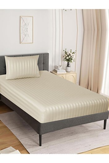 Donetella طقم ملاءات سرير مخططة مقاس 120×200 سم، مزدوج - ملاءة سرير واحدة + غطاء وسادة واحد، جيب عميق 30 سم