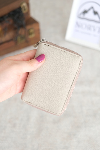 Norvi Leather Zippered Unisex Card Holder Wallet