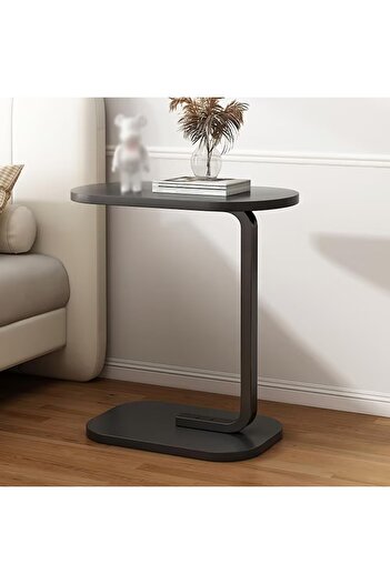 Kardett Black C Side Table, Elegant Top, Solid Metal Frame, Modern Sofa Coffee Table