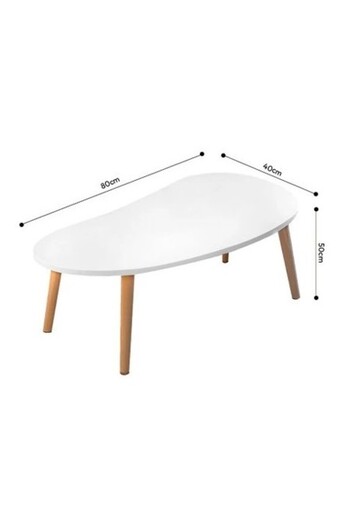 Kardett Modern coffee table, oval mango-shaped table, 80x40x50 cm, for living room, bedroom, balcony