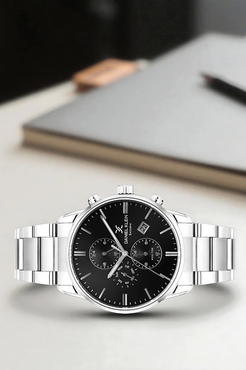 Daniel Klein Men's Wrist Watch Exclusive Steel Band with Bracelet Gift Silver-Black Zmdk1191