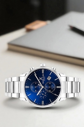 Daniel Klein Men's Wrist Watch Exclusive Steel Band with Bracelet Gift Silver-Blue Zmdk1191