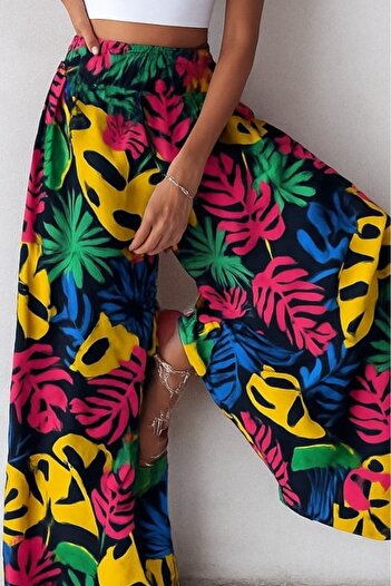 modamtn Eyesof Women's High Waist Elastic Patterned Single Jersey Trousers