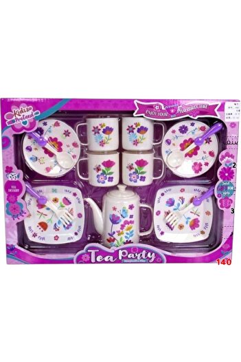 Toybox Tea Party Set for Little Girls with Teapot, Kids Kitchen Pretend Play