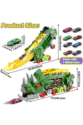 choice2 Green New product folding dinosaur Transporter Car Toys competitive game roll to eat & store die-cas