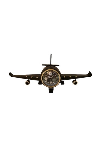 OEM Decorative Metal Clock, Airplane Model, Brown, 40 x 8 x 17 cm