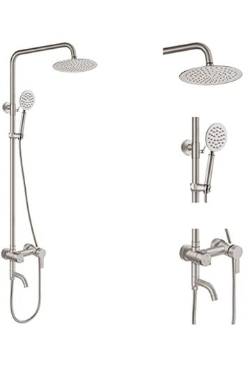 Almiftah Aolemi Outdoor Shower Faucet SUS304 Triple Function Brushed Nickel Wall Mounted Stainless Steel Show