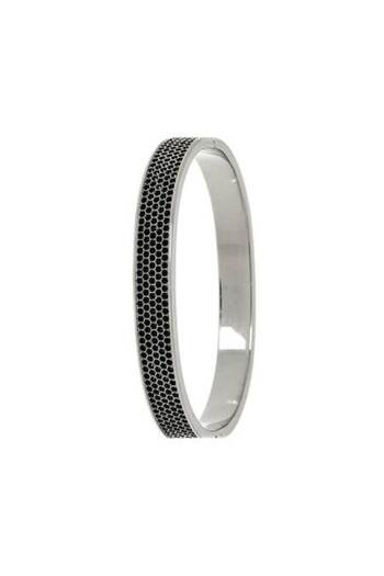 Calvin Klein Bratara din otel inoxidabil cu cristale negre, Calvin Klein, argintie, diametru 6.5 cm