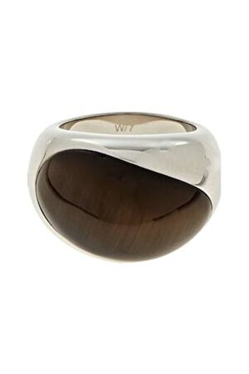 Calvin Klein Ellipse Ring, Silver/Brown, Glossy, Size 16.9 mm