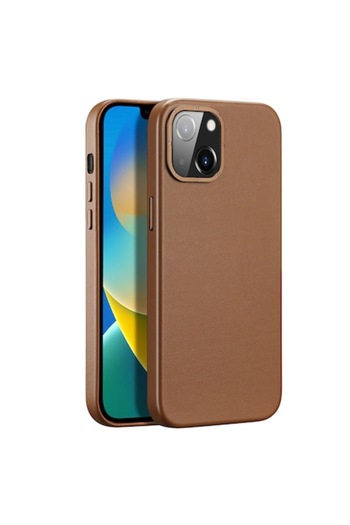 SOHO Protective case compatible with iPhone 14, Leather, Brown