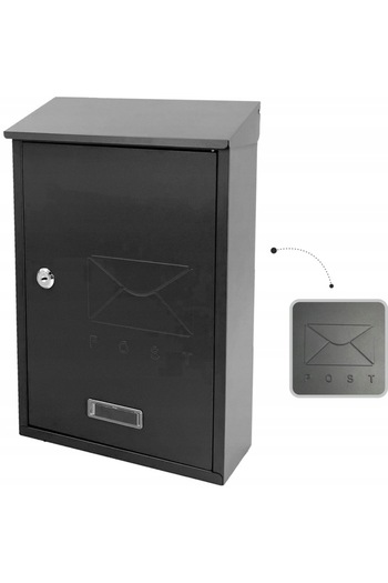 SERSIMO Outdoor mailbox, for fence or wall, made of galvanized steel, with lock, 38x10x25cm, dark gray