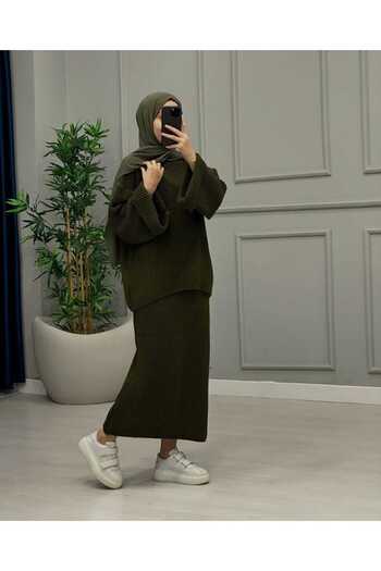 AXXAN Skirted Loose Knitwear Suit Sweater Suit Knitwear Loose Cut Standard Size 36/42 Size Range