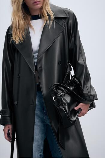 Stradivarius Uzun suni deri trençkot