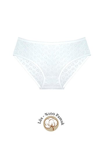 Ladytime Luxury Jacquard 100% Cotton 12-Piece Women's White Bato Panties Jak1