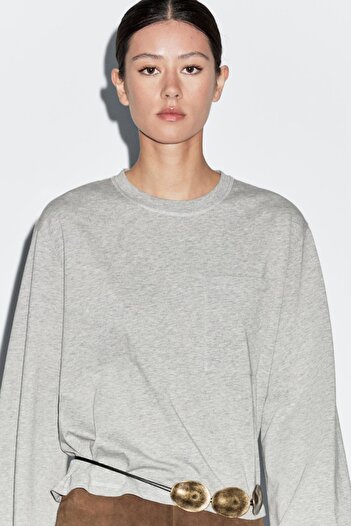 Massimo Dutti Cep detaylı oversize t-shirt
