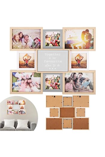 SERSIMO Wall photo frame, collage of 8 photos, 41x51cm, white and gray