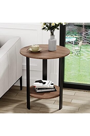 Türkiye Round End Table Side Table Farmhouse Beside Table for Living Room Bedroom Nightstand Accent