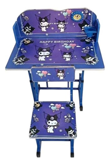 Toybox Kids Folding Table and 1 Chair Set Portable Study Desk Cartoon Themed Play Educational Furniture