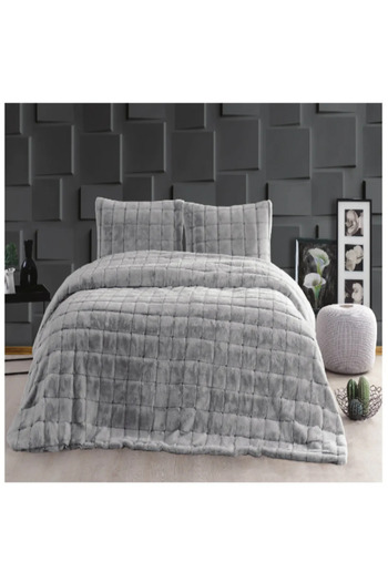 Merinos Single Luxe Gray Checkered Bedspread