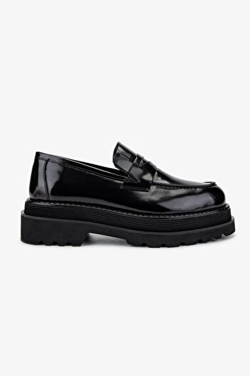 Valmenti Men's Genuine Leather Black Opening Loafer Shoes