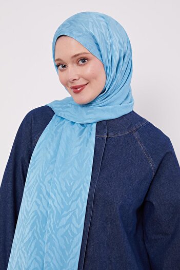 Levidor Turquoise Abstract Leaf Pattern Jacquard Capri Shawl
