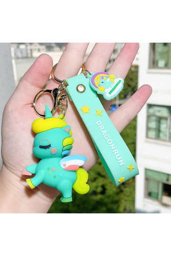 FG KONNİCHİWA Cartoon Cute Rainbow Horse Unicorn Keychain Exquisite Doll Couple Bag Pendant Car Keychain