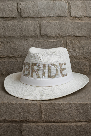 LOLLY PONY Bride Written Stone Embroidered White Hat