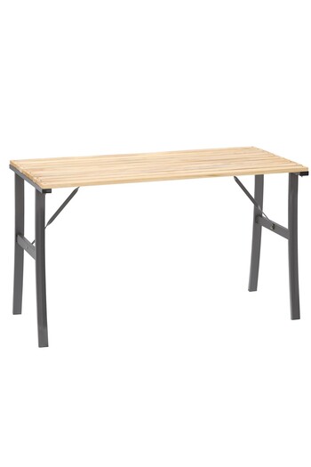 SERSIMO Garden table with metal frame and impregnated wooden top, 120x60x71 cm,