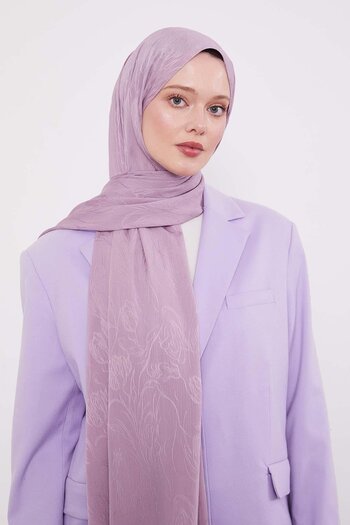 Levidor Lila Soyut Lale Desen Jakar Capri Şal