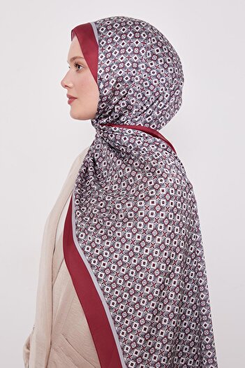 Levidor Red Square Pattern Indian Silk Shawl
