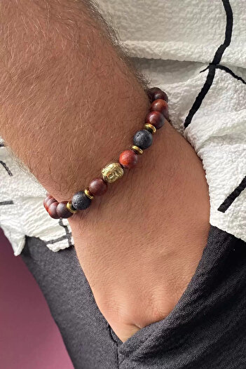Mutenaura Stylish Men's Bracelet with Bead Detail