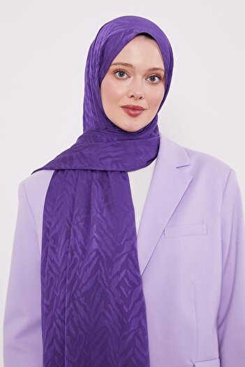Levidor Purple Abstract Leaf Pattern Jacquard Capri Shawl