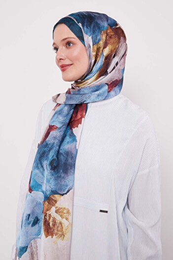 Levidor Emerald Abstract Flower Pattern Indian Silk Shawl