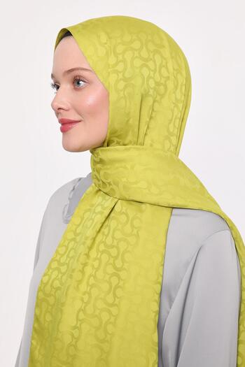 Levidor Blue Jacquard Shawl με μοτίβο λαδιού πράσινο S