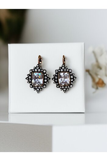 FAYRA ACCESSORIES Baguette Zircon Stone Earrings