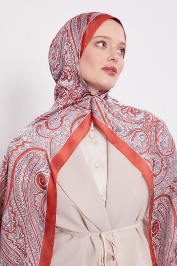Levidor Red Spiral Indian Silk Shawl