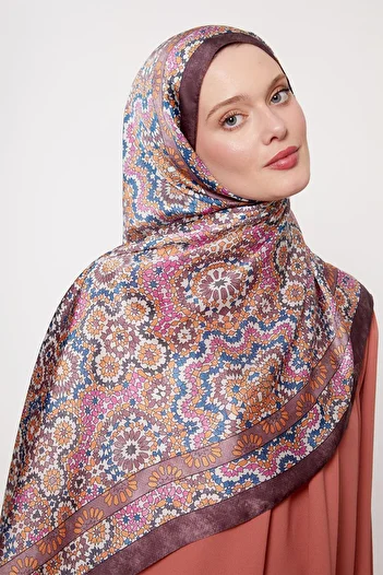 Levidor K.Purple Batik Pattern Indian Silk Shawl