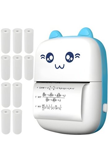 FABRA Mini imprimantă termică strălucitoare cu 10 role de hârtie, Bluetooth, compatibilă cu iOS/Android, imprimare prin aplicație