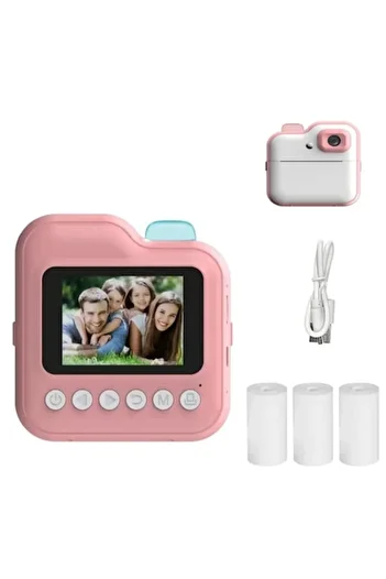 Aurov Camera instantanee pentru copii, Aurov®, Rezolutie 24Mpx 1080P, Display LCD Color 2.4 inch, 3 role