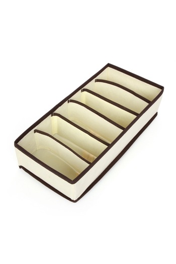 GABIANO Storage Box for Lingerie, Socks and Bras, Textile Material, 6 Compartments, 32 x 16 x 10 cm, Beige C