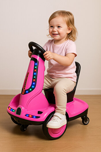 rexa Four-Wheel Electric Scooter for Kids with Double Drive, Music & LED Lights