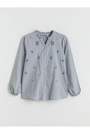 LC Waikiki Ruffled Collar Floral Embroidered Blouse (W5)