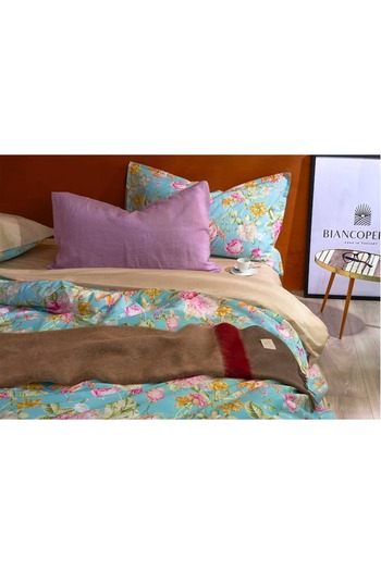 Bianco Perla 4-piece double bed linen set, Biancoperla - Vivaldi Azzurro, blue/floral