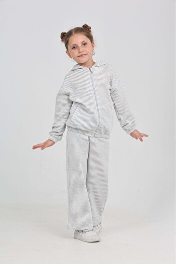 Toontoy Girl's Striped Tracksuit Set