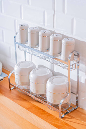 ACAR Orion8 Glass Spice Rack Set with Metal Stand