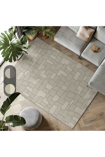Alkaffary Carpet Zawra, Abstract Geometric Design & Belgian Crafted Rug, Cream