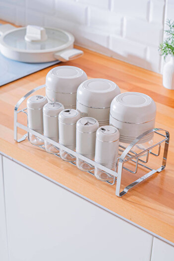 ACAR Orion 8-Piece Glass Spice Rack Set with Metal Stand