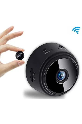 Optim Mini Camera de Supraveghere, Dispozitiv pentru Spionaj, Design Compact, Wifi, Stand Magnetic, Negru