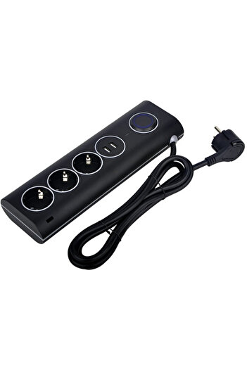 Strohm Extension cord with surge protection, 3 sockets, 1.5m cable, 2 USB 2.4A max,